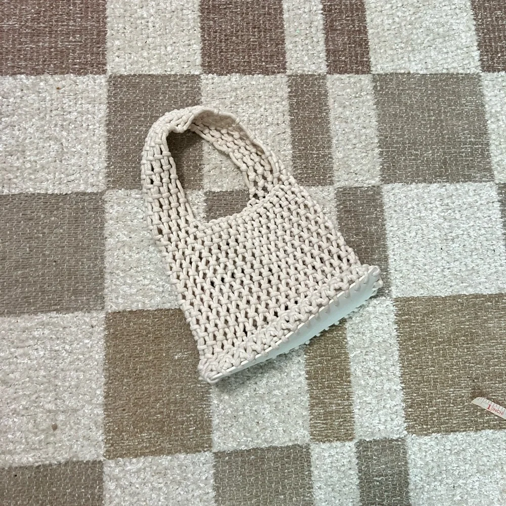About Face Cream Knit Tote Bag